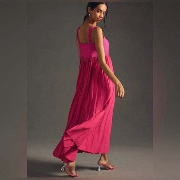 Anthropologie Mare Mare Pleated Maxi Dress - XL Pink Combo - Picture 3 of 6